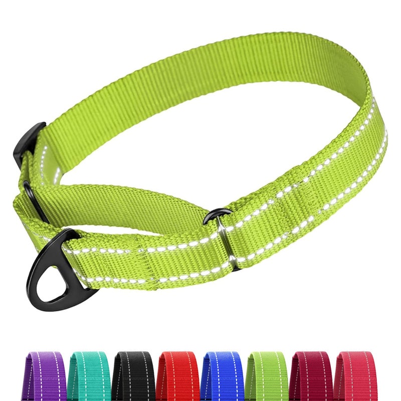 Collardirect Reflective Martingale Dog Collar Nylon Training Collars for Small Medium Large Dogs Puppy Pink Orange Green (M, Neck Size 13"-18", Lime Green) - Image 1